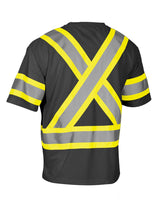 Hi Vis Crew Neck Short Sleeve Safety Tee Shirt with Chest Pocket and Arm Bands by Forcefield