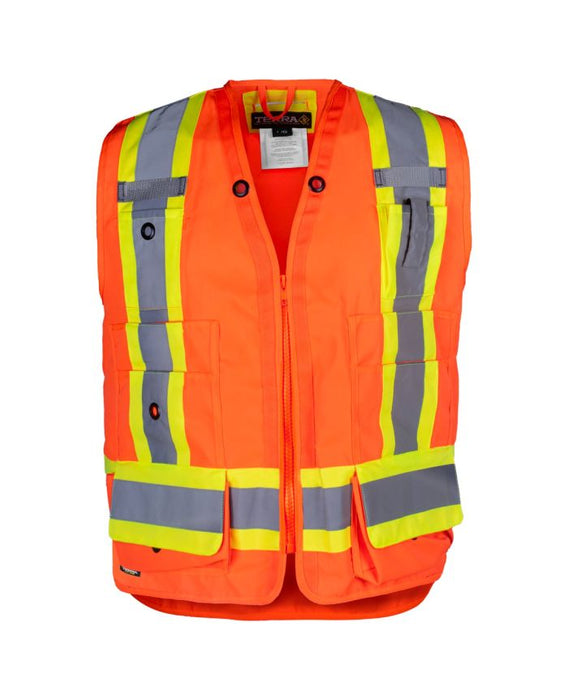 Hi-Vis Surveyor's Vest with Zipper Closure by TERRA Workwear - Style 116524