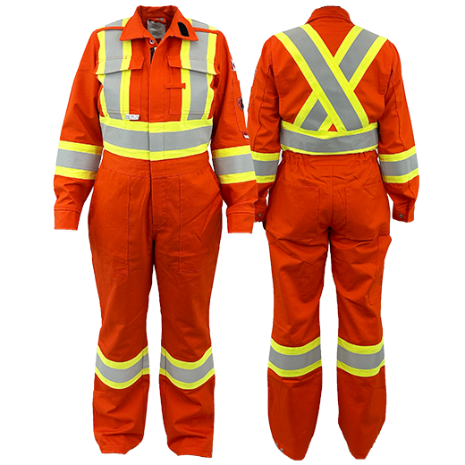 Women's Orange Atlas Guardian® FR/AR 4 Inch Striping Coveralls - By Atlas Workwear Style 1174OR