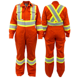 Women's Orange Atlas Guardian® FR/AR 4 Inch Striping Coveralls - By Atlas Workwear Style 1174OR