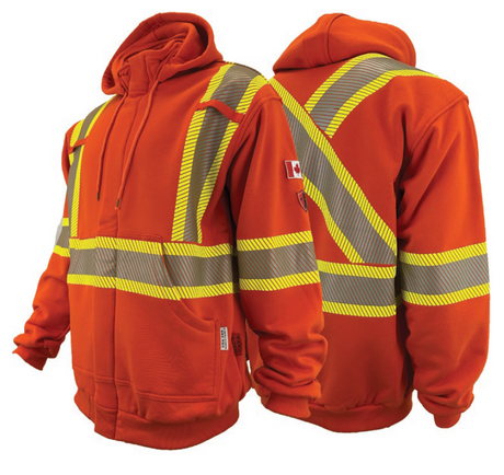 Zip-up FR / Arc Flash Hoodies w/ Segmented 4” Stripes by Atlas Workwear - Style 402