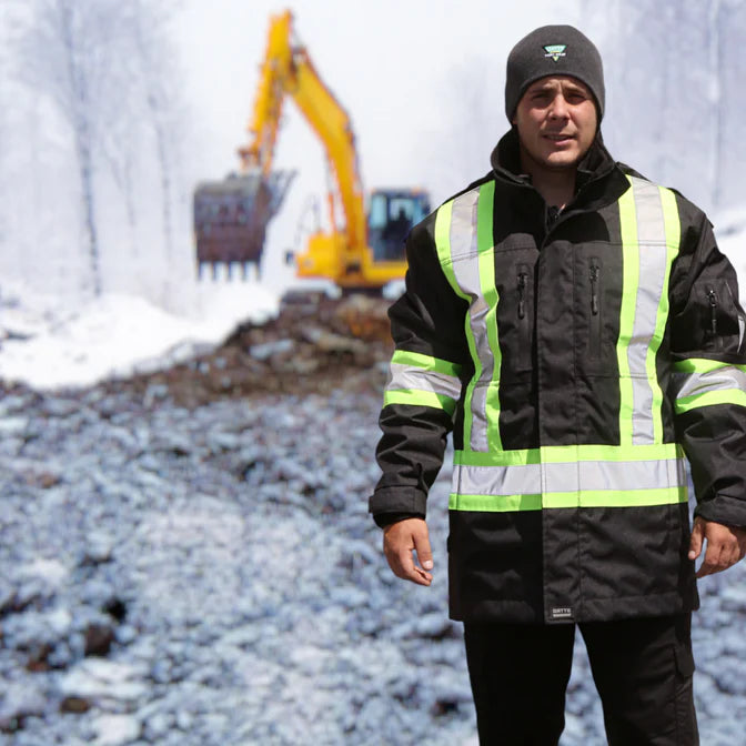 Black Hi-Vis 4-In-1 Water Resistant Jacket with Reversible/Removable Liner - Style 830X4