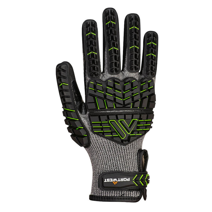 VHR15 Nitrile Foam Impact Glove Black/Green by Portwest - Style A755