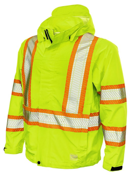 Hi-Vis Packable Ripstop Safety Rain Jacket by Tough Duck - Style SJ05