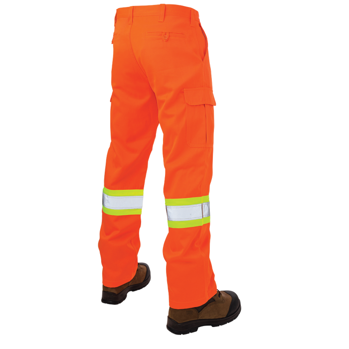 Orange Hi-Vis Relaxed Fit Twill Safety Cargo Work Pant by Tough Duck - Style SP01
