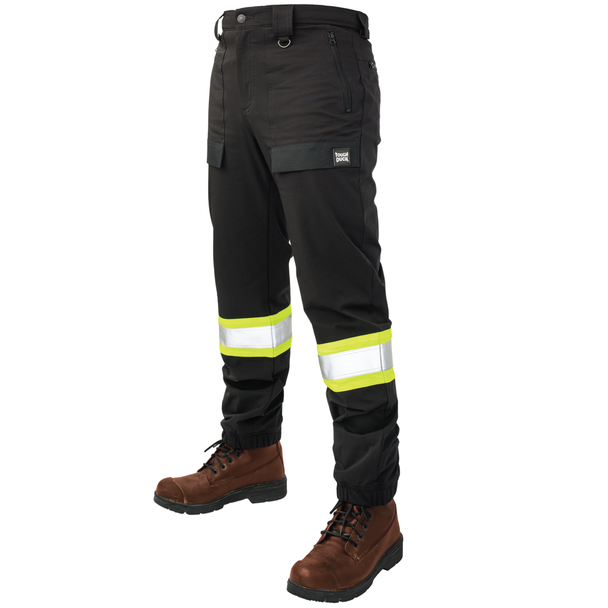 Black Hi-Vis Comfort Fit Free Stretch Safety Jogger by Tough Duck - Style SP10