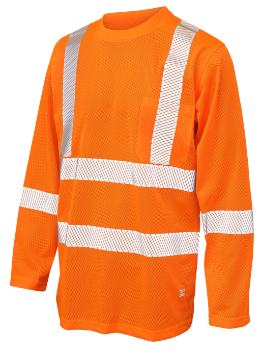 Hi-Vis Micro Mesh Long Sleeve Safety T-Shirt with Pocket By Tough Duck - Style ST081