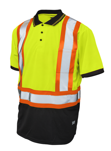 Hi-Vis Black Short Sleeve Polo Shirt by Tough Duck - Style ST17