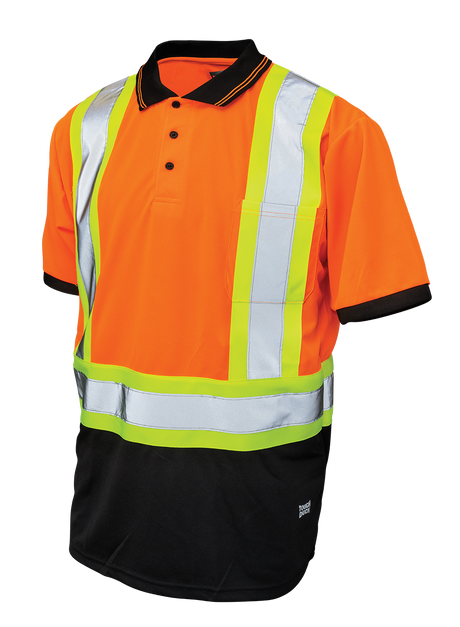 Hi-Vis Black Short Sleeve Polo Shirt by Tough Duck - Style ST17