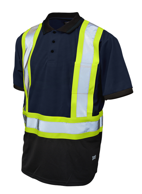 Hi-Vis Black Short Sleeve Polo Shirt by Tough Duck - Style ST17