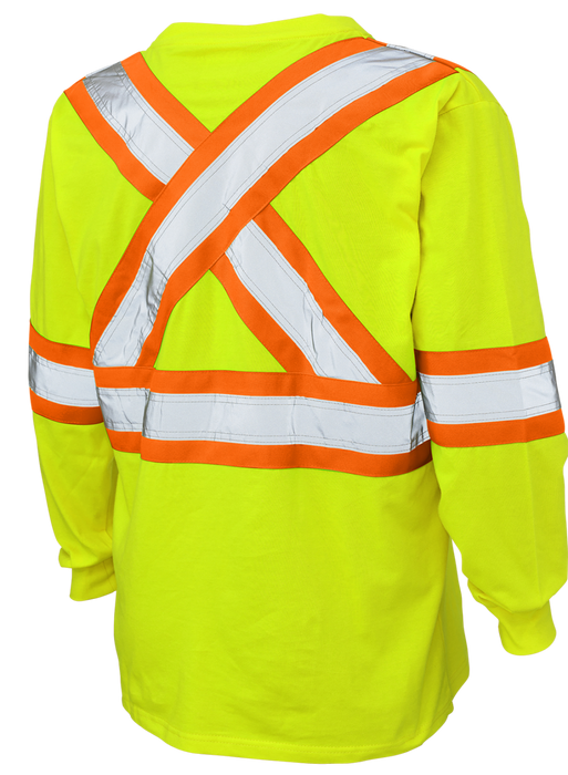 Hi-Vis Cotton Jersey Long Sleeve Safety T-Shirt By Tough Duck - Style ST21