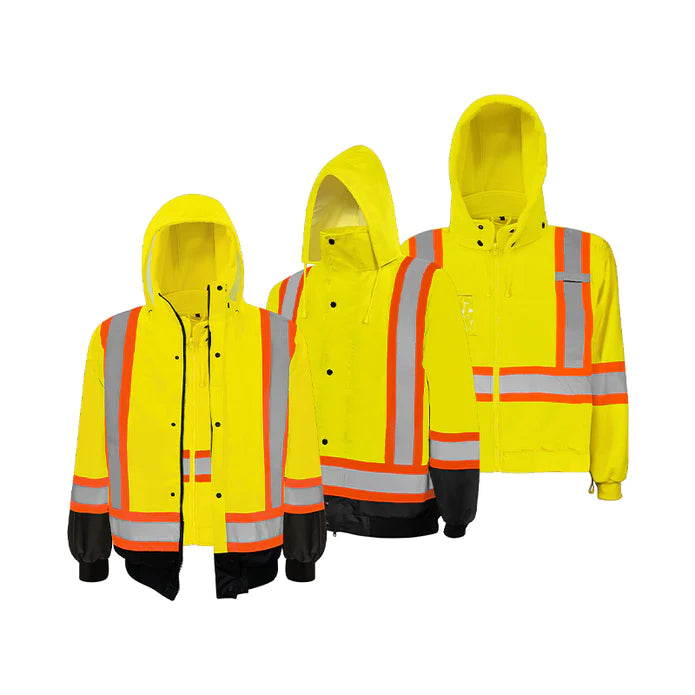 Hi-Vis 3-In-1 Winter Traffic Jacket by Ground Force - Style TJ3