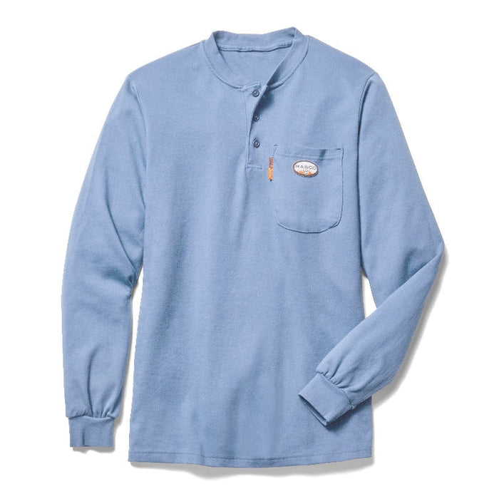 Rasco 6.1 oz. FR Flameshield Henley T-Shirt - Style FR0101 - Work Blue