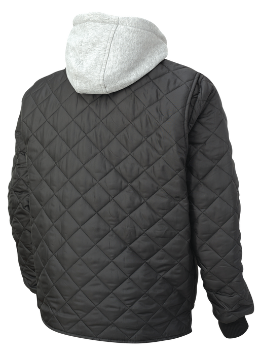 Black Quilted Hooded Freezer Jacket by Tough Duck - Style WJ26