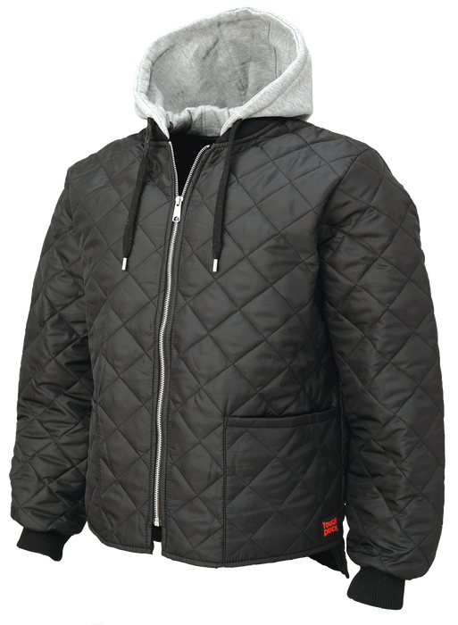 Black Quilted Hooded Freezer Jacket by Tough Duck - Style WJ26