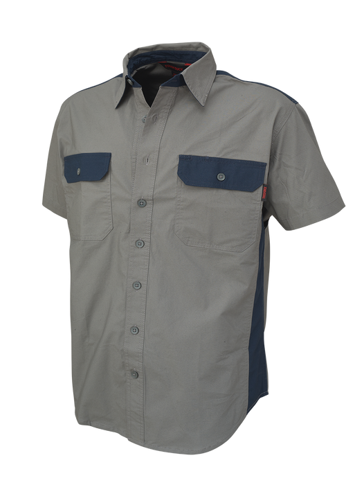 Short Sleeve Stretch Ripstop Color Block Work Shirt by Tough Duck - Style WS18
