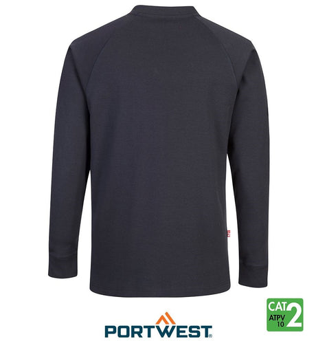 Navy Bizflame™ 7oz FR Antistatic Crew Neck Long Sleeve T-Shirt by Portwest - Style FR33NA