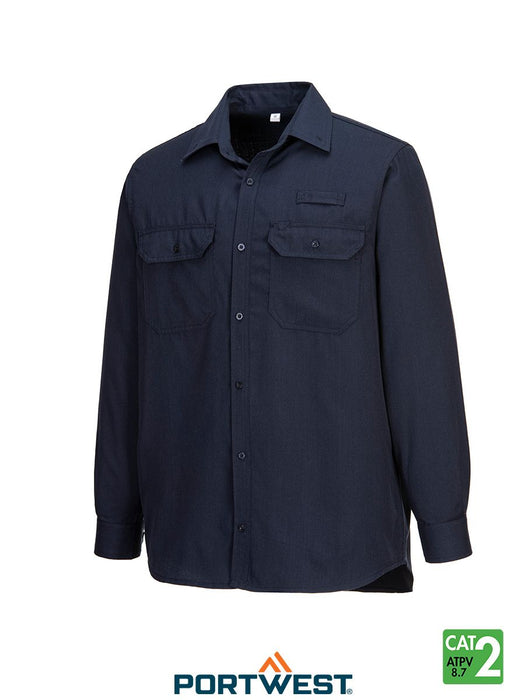 Navy Portflame® Plus Vented FR Shirt by Portwest - Style FR705NA