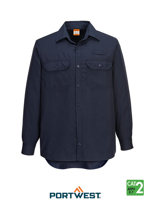 Navy Portflame® Plus Vented FR Shirt by Portwest - Style FR705NA