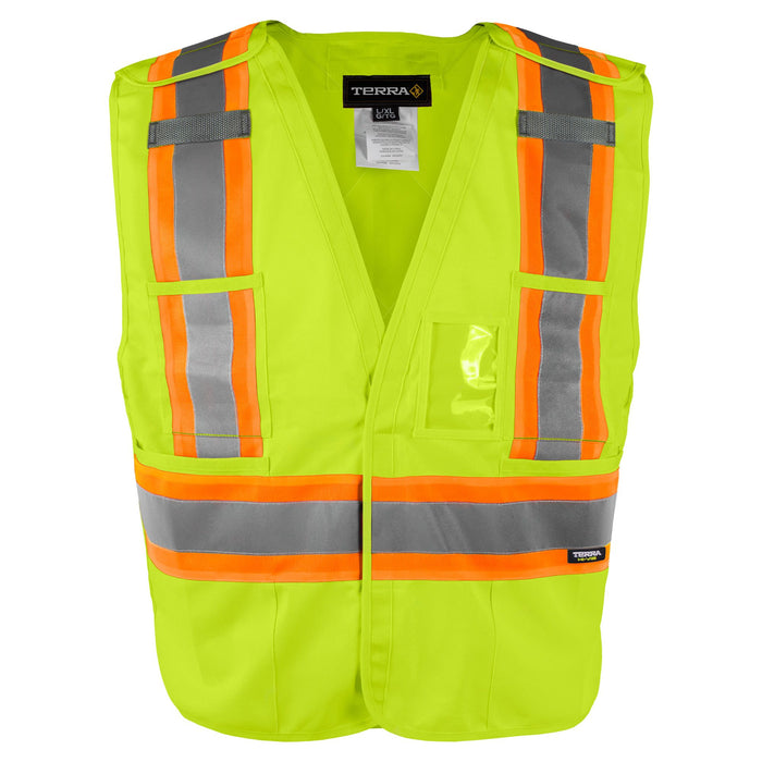 Hi-Vis 5 Point Tear Away Solid Vest by TERRA Workwear - Style 116600