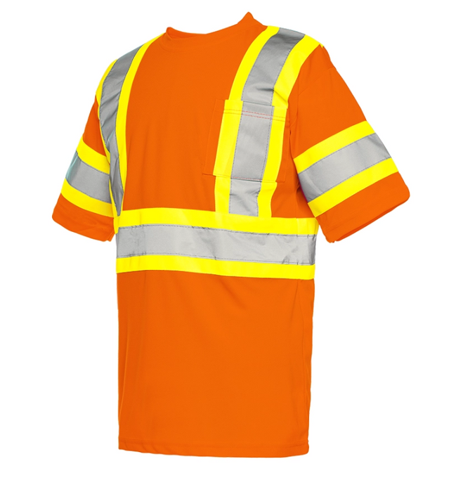 Hi-Vis Orange Polyester T-Shirt w/Arm Band by Ground Force - Style TT15