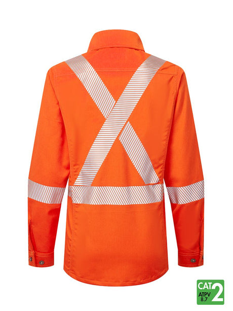 Women’s Westex UltraSoft® 7 oz Deluxe Segmented Striped Work Shirt - Style 471 - Orange