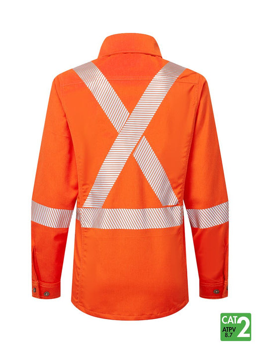 Women’s Westex UltraSoft® 7 oz Deluxe Segmented Striped Work Shirt - Style USO471 - Orange