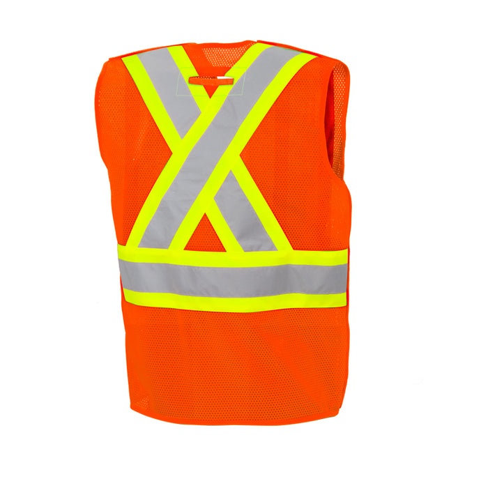Orange Hi-Vis 5 Pt. Tear-Away FR Traffic Vest By Ground Force - Style TV51