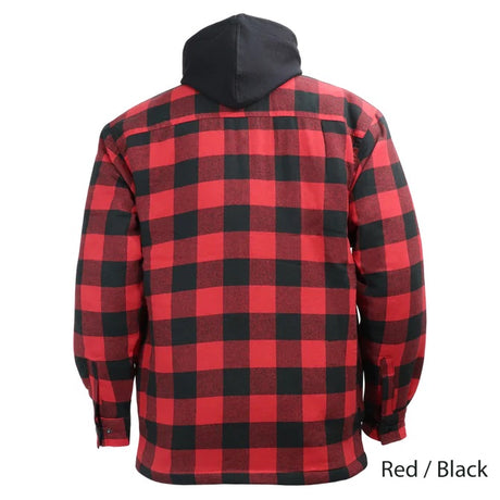 Red / Black Flannel Lined Shirt with Hood by GATTS Workwear - Style626DCF