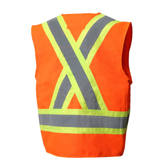 Hi-Vis Orange Surveyors Vest with 15 Pockets by Jackfield - Style 70-119