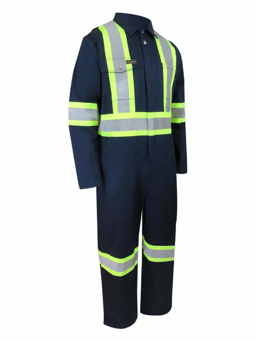 Navy Hi-Vis Unlined Coverall with Zipper on Legs by Jackfield - Style 70-305RT4-TALL