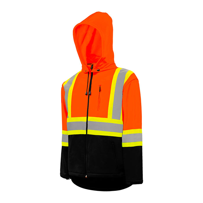 Hi-Vis Soft Shell Jacket w/Detachable Hood by Ground Force - Style TJ2