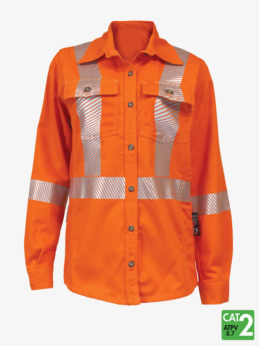 Women’s Westex UltraSoft® 7 oz Deluxe Segmented Striped Work Shirt - Style USO471 - Orange