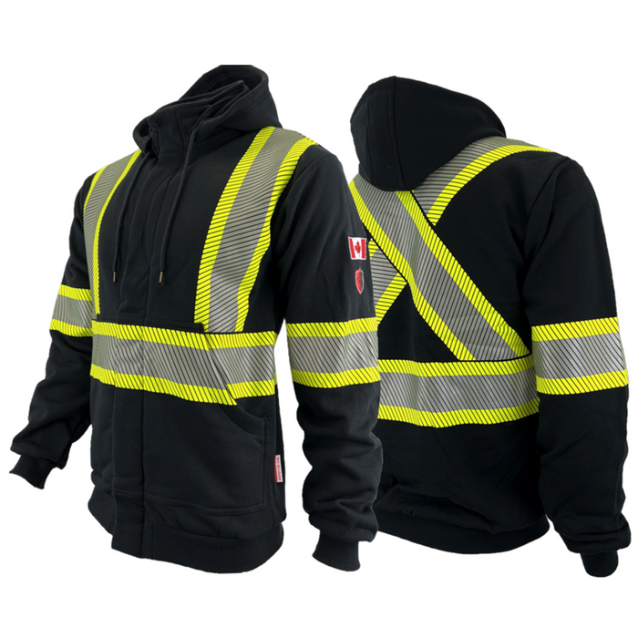 Zip-up FR / Arc Flash Hoodies w/ Segmented 4” Stripes by Atlas Workwear - Style 402